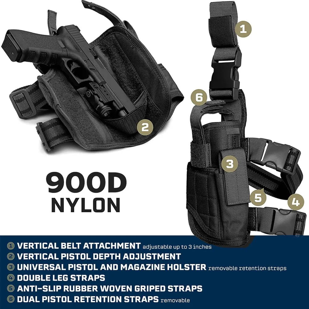 Glock funda táctica de pierna 900D impermeable, arnés ajustable - imagen 4