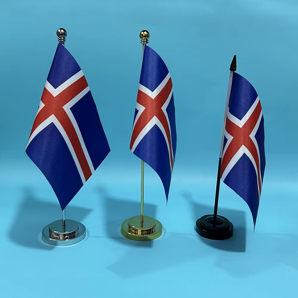 Bandera de escritorio de Islandia sobre base