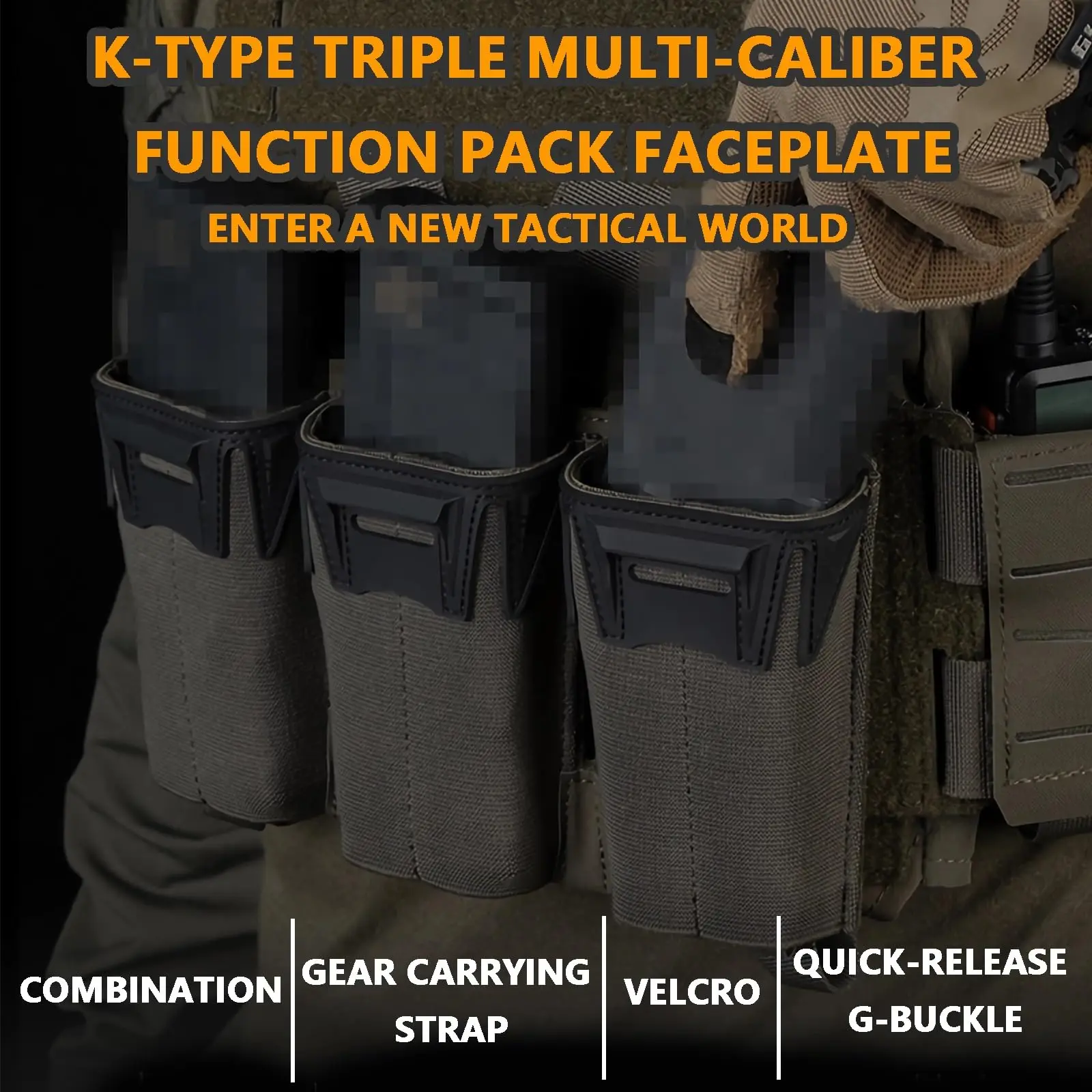 Bolsa porta cargadores triple MOLLE con subbolsillo exterior - imagen 2