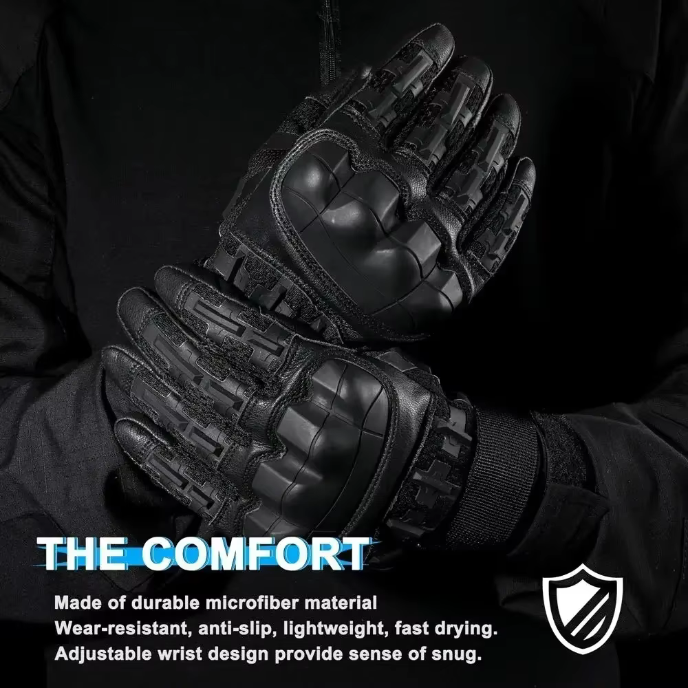 Guantes tácticos de cuero con dedos completos para pantalla táctil - imagen 5