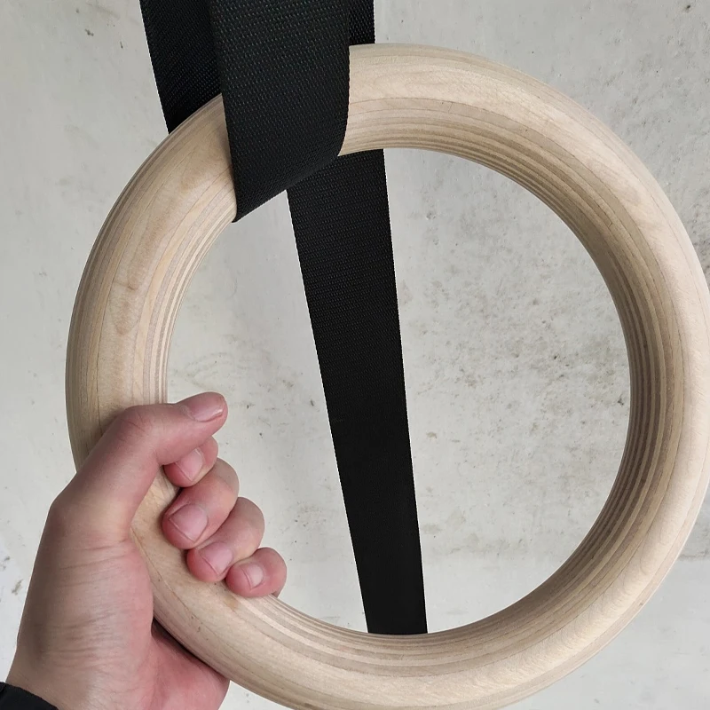 Anillas de gimnasia de madera con correas ajustables para entrenamiento - imagen 4