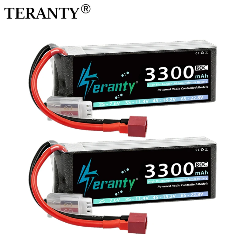 TERANTY Baterías LiPo 2S 3300mAh 60-80C con XT60 para RC - imagen 4