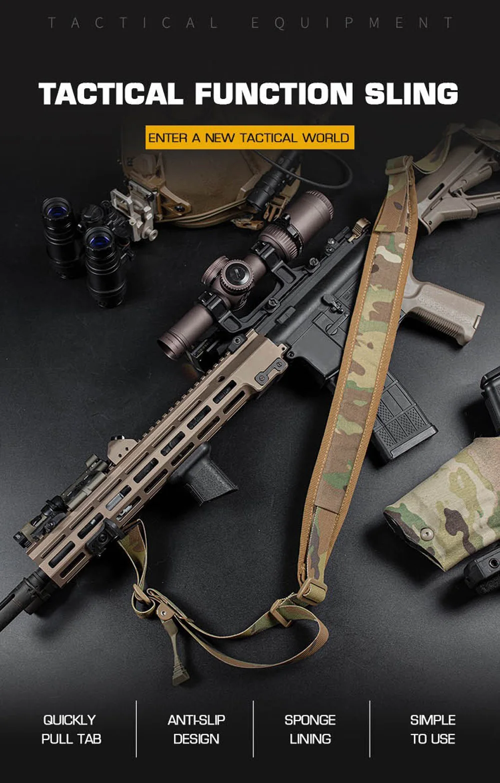 Correa táctica de 2 puntos en nylon Cordura