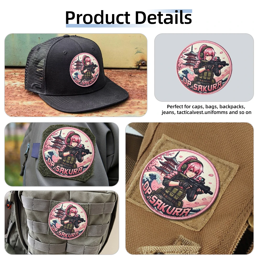 Parche táctico anime OP SAKURA con cierre velcro para mochila - imagen 5