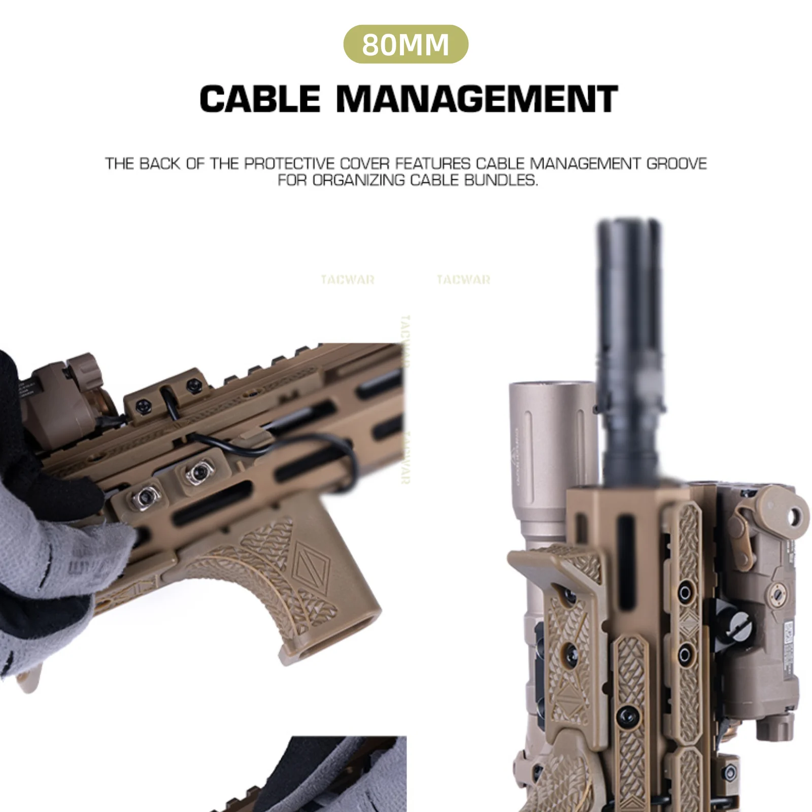Cubiertas M-LOK de nailon para riel táctico, protección manos - imagen 3