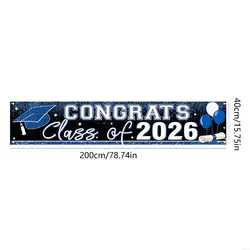 Banner graduación de poliéster con letras doradas llamativas