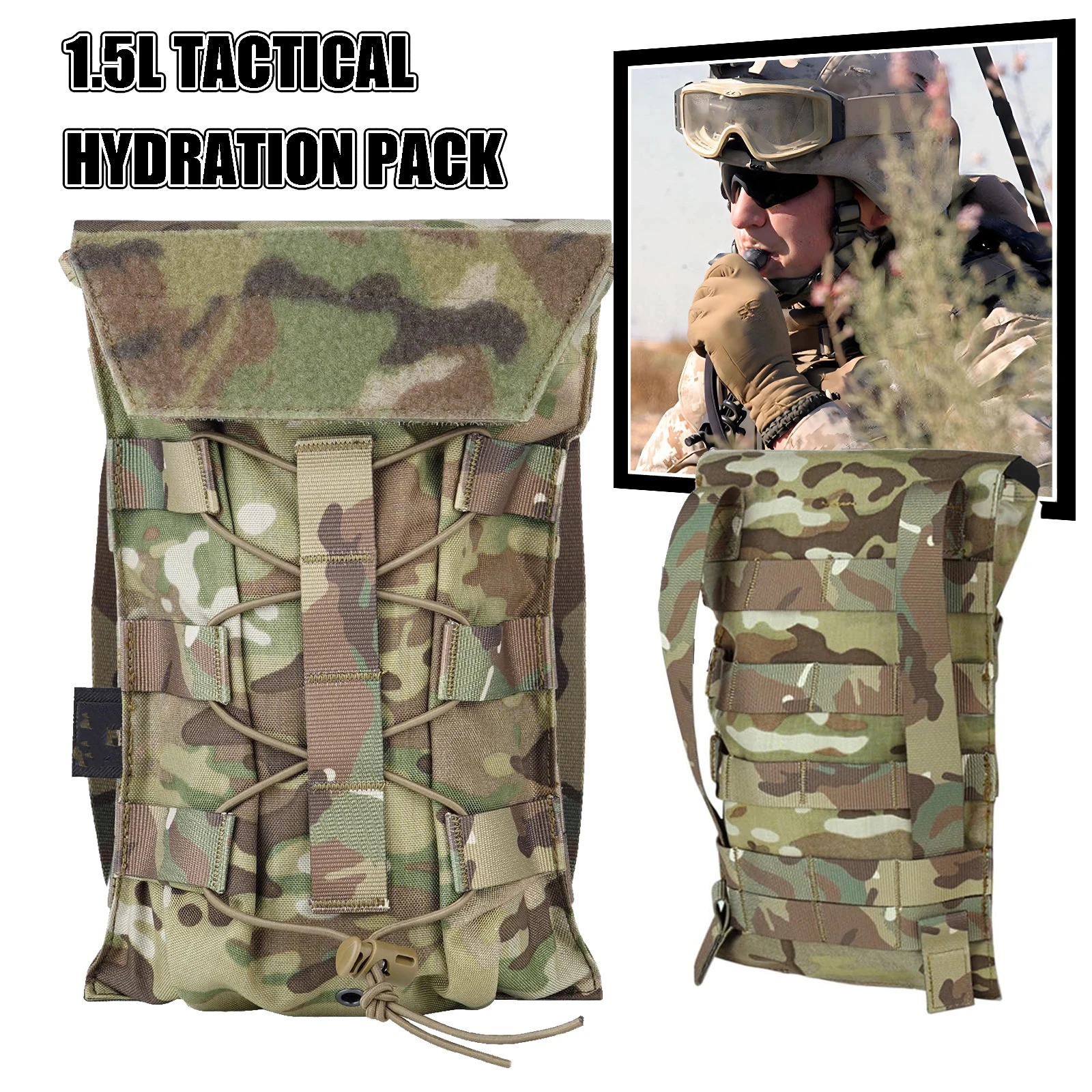 Mochila de hidratación táctica MOLLE con bolsa de agua para senderismo - imagen 4