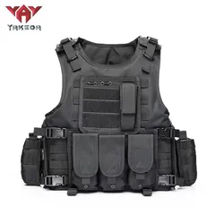 YAKEDA Chaleco Táctico Molle Camuflaje Negro para Caza y Airsoft