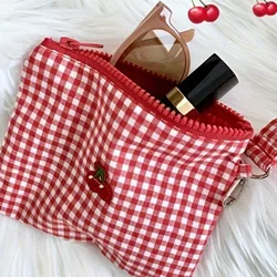Neceser de maquillaje con estampado de cerezas y organizador de viaje