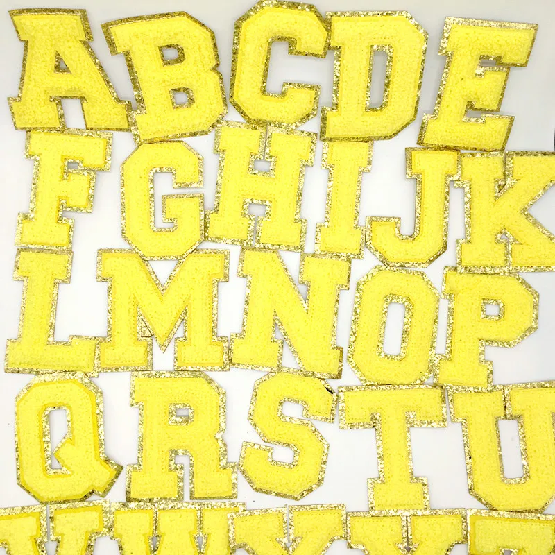 Parche termo adhesivo letras amarillo grande A-Z planchar 8cm - imagen 4
