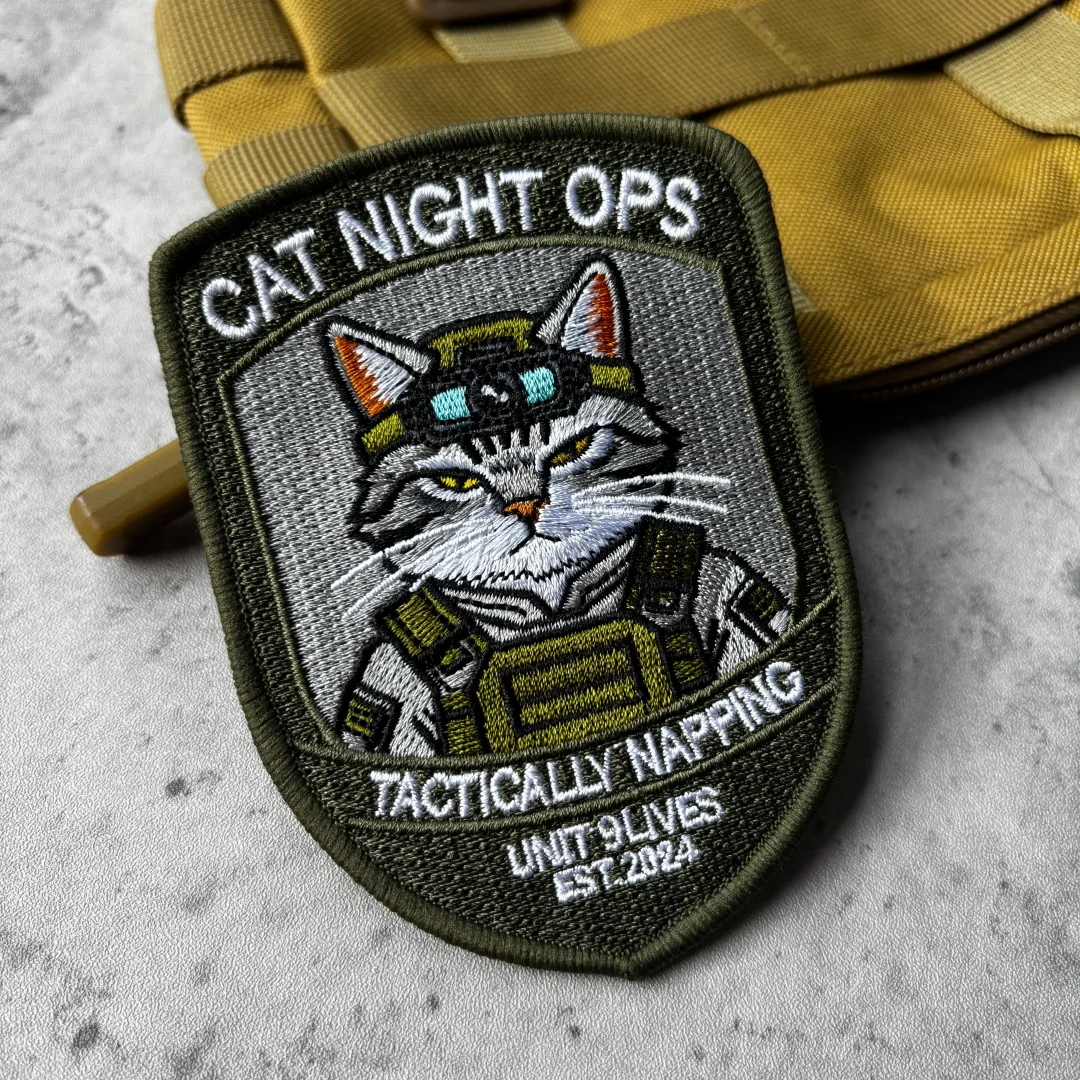 Parche táctico Cat Night Ops bordado gancho y bucle para mochila