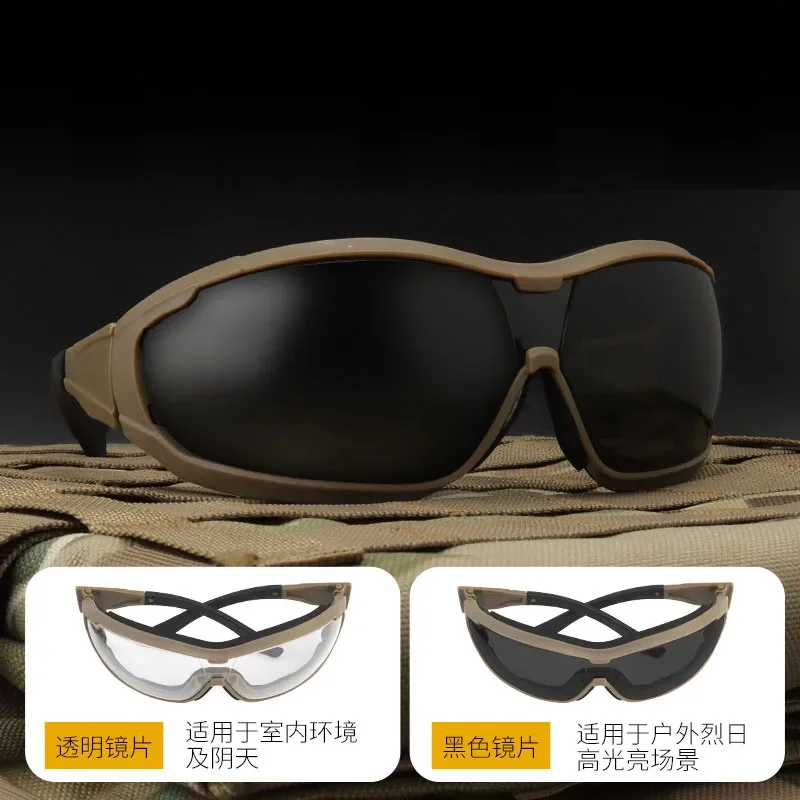 Gafas tácticas anti-viento con protección UV y lentes claras