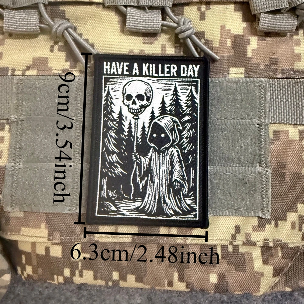 Parche táctico tejido calavera Have a Killer Day mochila con velcro - imagen 2
