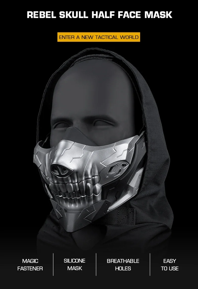 Máscara de media cara Rebel Skull para cosplay