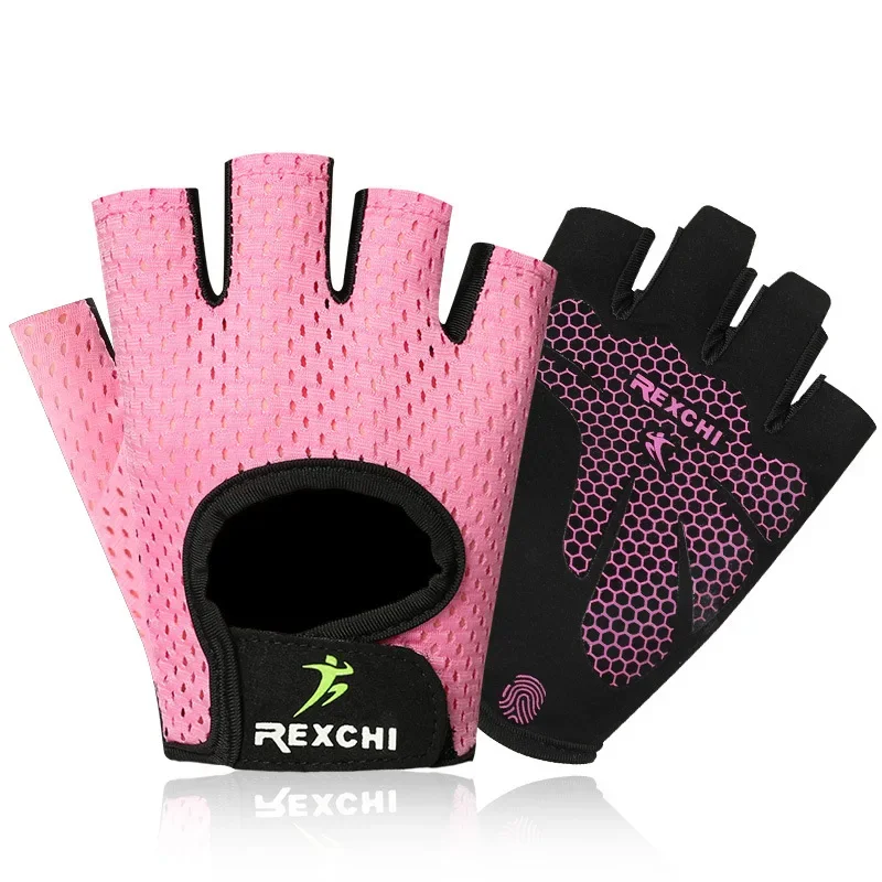 Guantes entrenamiento medio dedo antideslizantes – Protección pesas fitness yoga - imagen 5