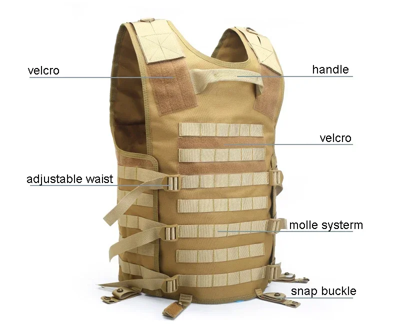 Chaleco táctico MOLLE Swat para airsoft, pesca y caza - imagen 3