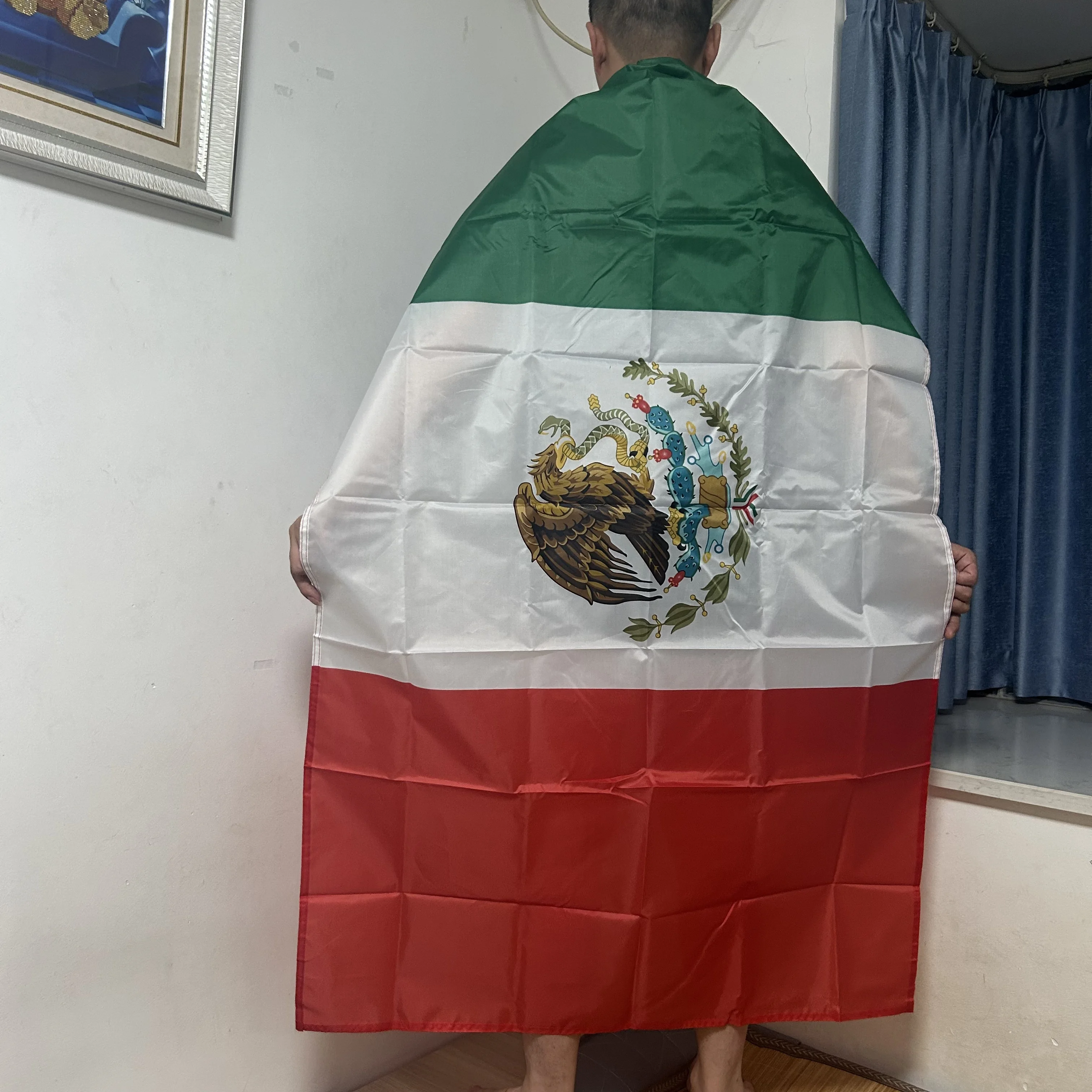 Bandera México poliéster tipo chal para hombro interior y exterior