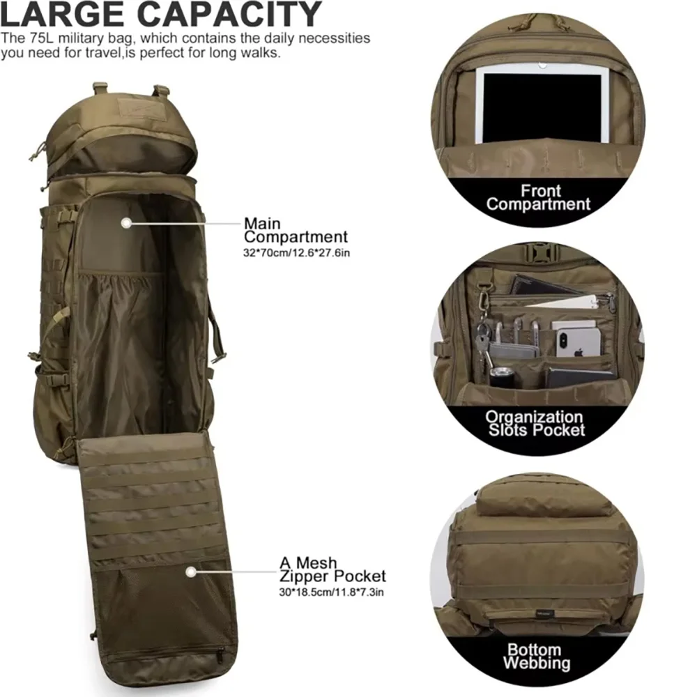 Mochila táctica de montañismo multifuncional para pesca y caza