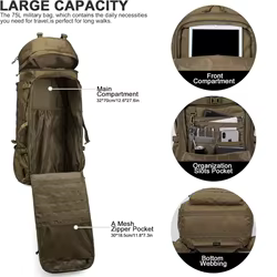 Mochila táctica de montañismo multifuncional para pesca y caza