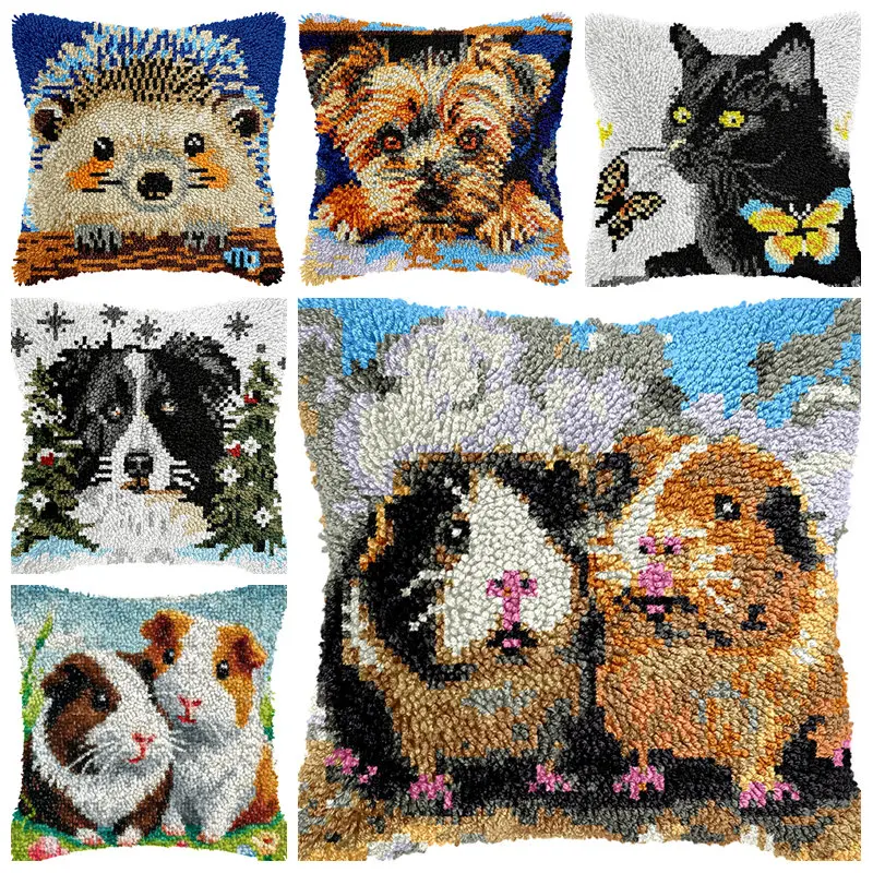 Kit de bordado Smyrna para almohadas con animales en ganchillo - imagen 2