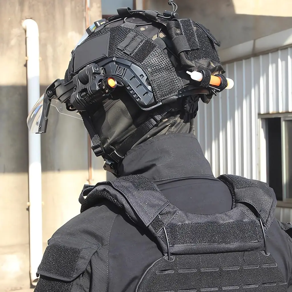 Casco táctico Airsoft con gafas antiniebla, soporte NVG y linterna - imagen 5