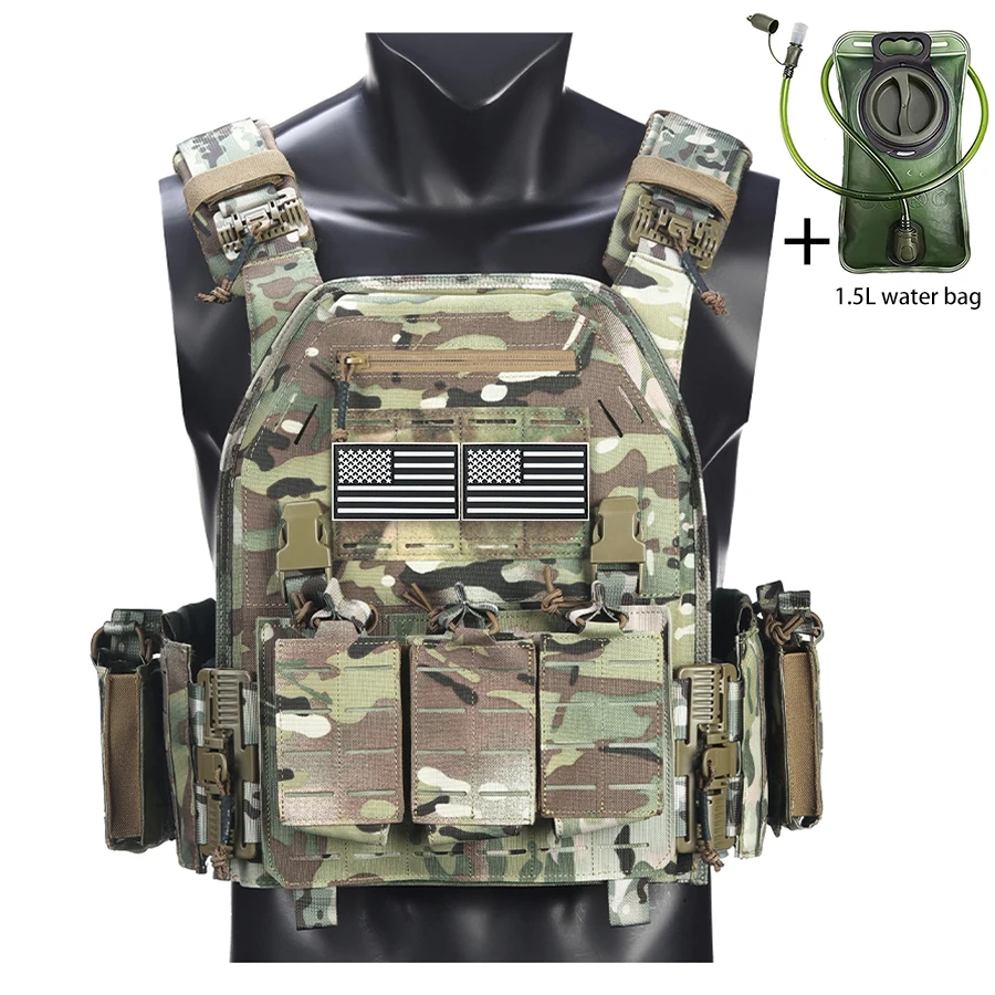 Chaleco táctico MOLLE panel láser y bolsa trasera con cremallera - imagen 3