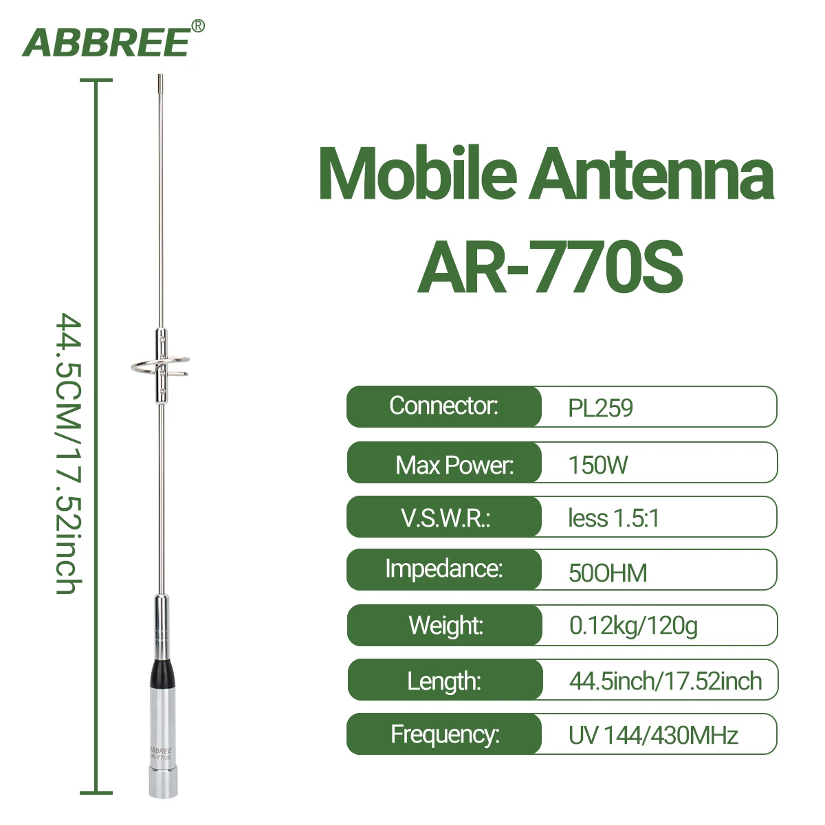 Antena de doble banda con conector compatible PL259