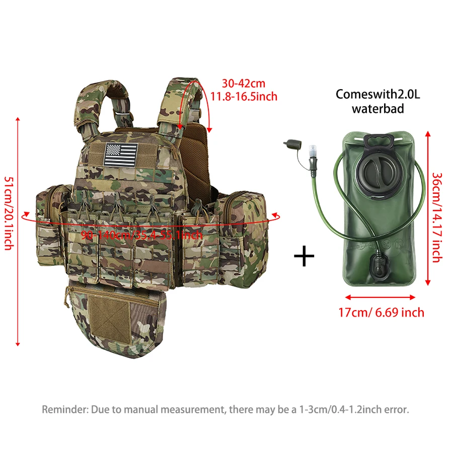 Gilet táctico Multicam MOLLE con bolsa de hidratación para aire libre - imagen 3