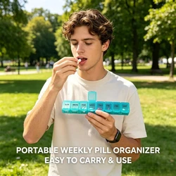 Pastillero semanal con cierre hermético multicromo, caja de pastillas