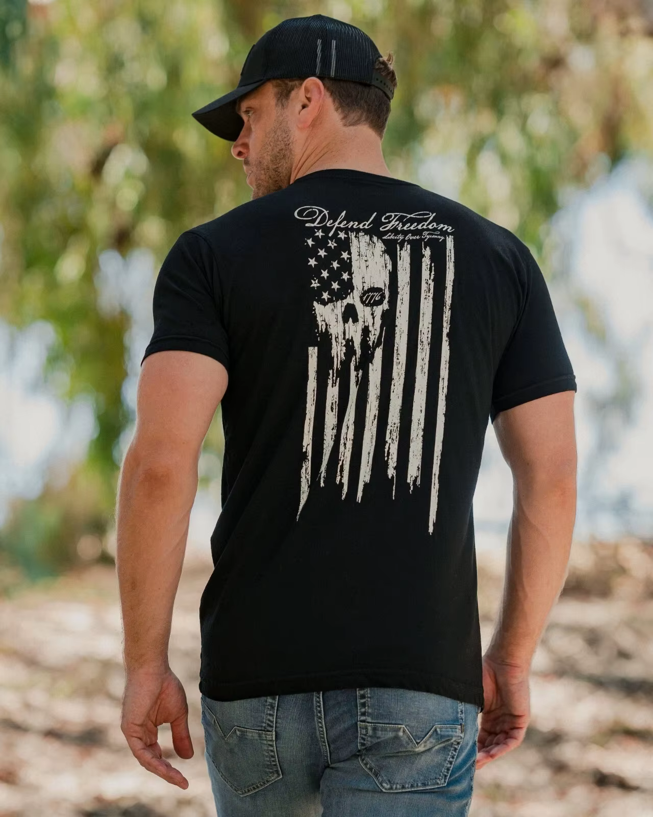 DEFEND FREEDOM Camiseta táctica estilo Howitzer hombre algodón - imagen 4
