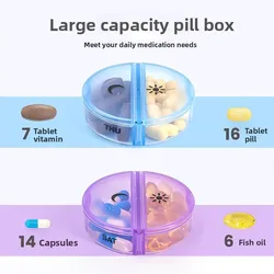 Pastillero semanal portátil de plástico con compartimentos