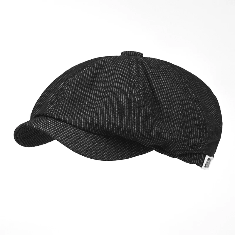 Gorra estilo newsboy a rayas con visera gatsby