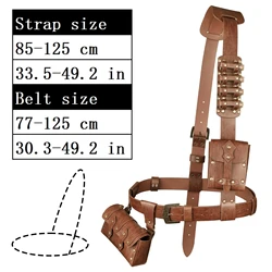 Cinturón táctico de cuero medieval con riñonera retro y bolsillos