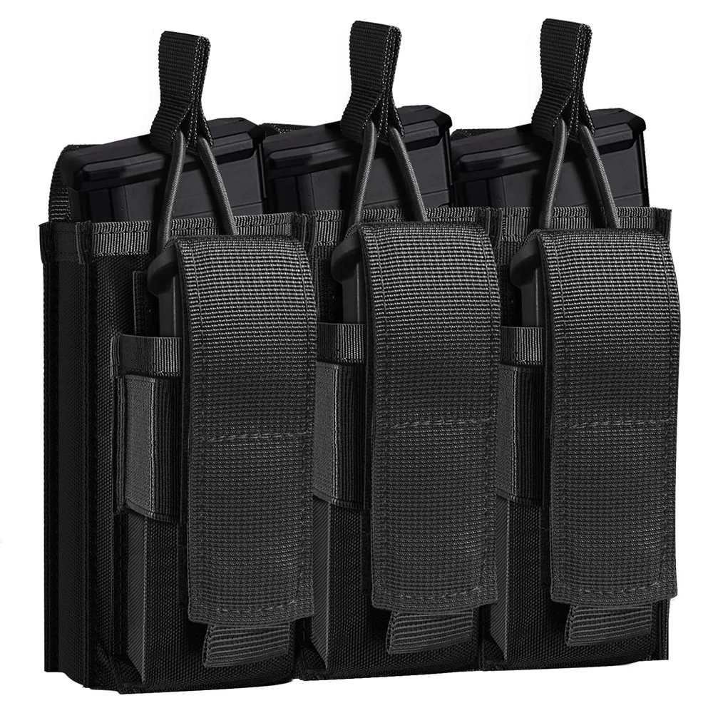 Vista frontal de la bolsa táctica para cargadores con sistema Molle