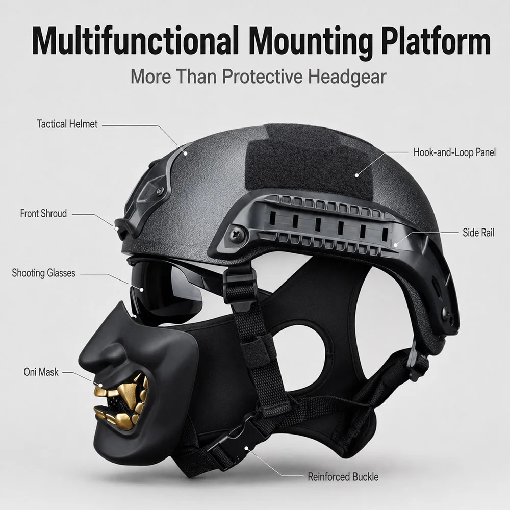 Casco táctico FAST ajustable con gafas y máscara Oni para airsoft - imagen 2