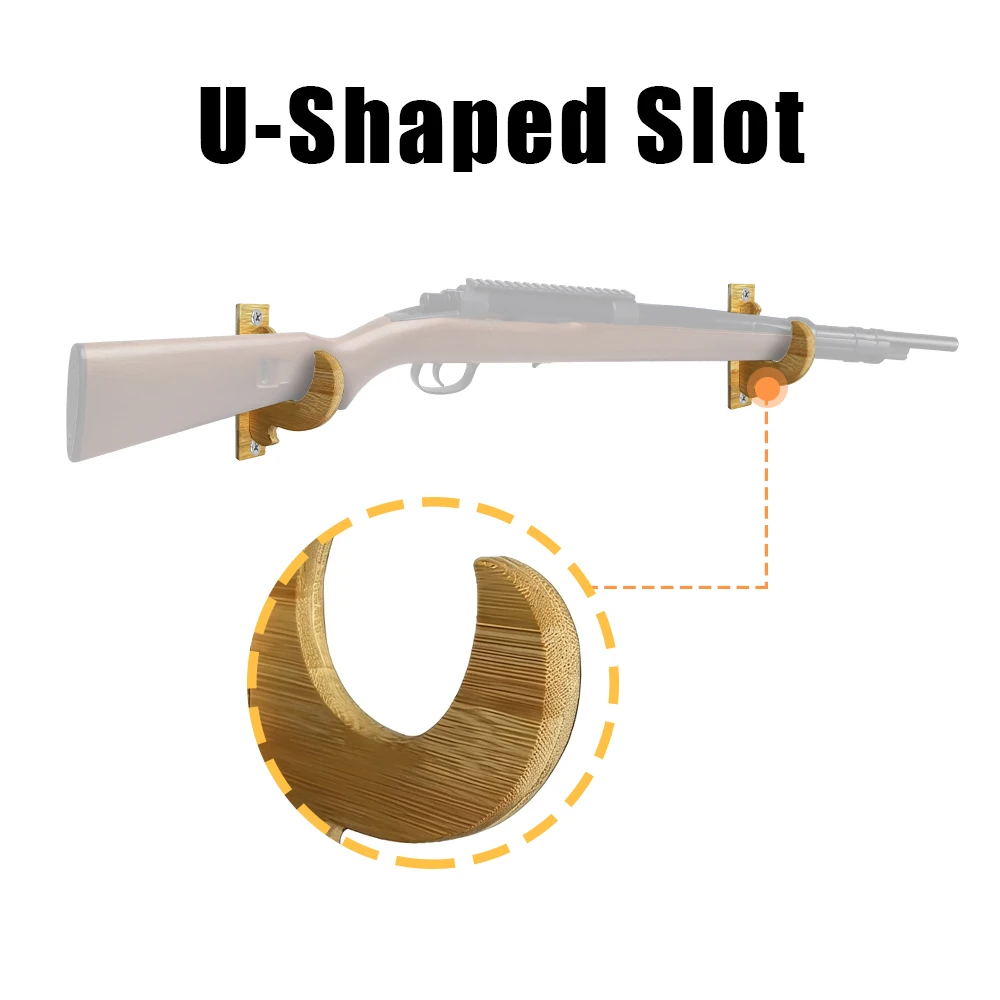 Soporte de pared para rifles y escopetas de bambú con ganchos - imagen 4
