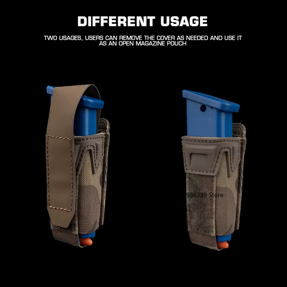 Portacargadores MOLLE 9mm con tapa - Liberación rápida táctica - imagen 3