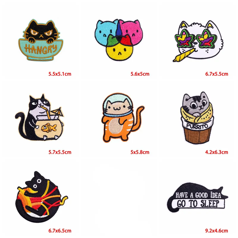 Parches bordados dibujos animados para ropa - Gato y animal planchar - imagen 4