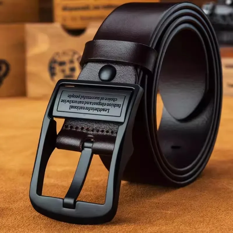 Cinturón de cuero para hombre con hebilla metálica jeans - imagen 2