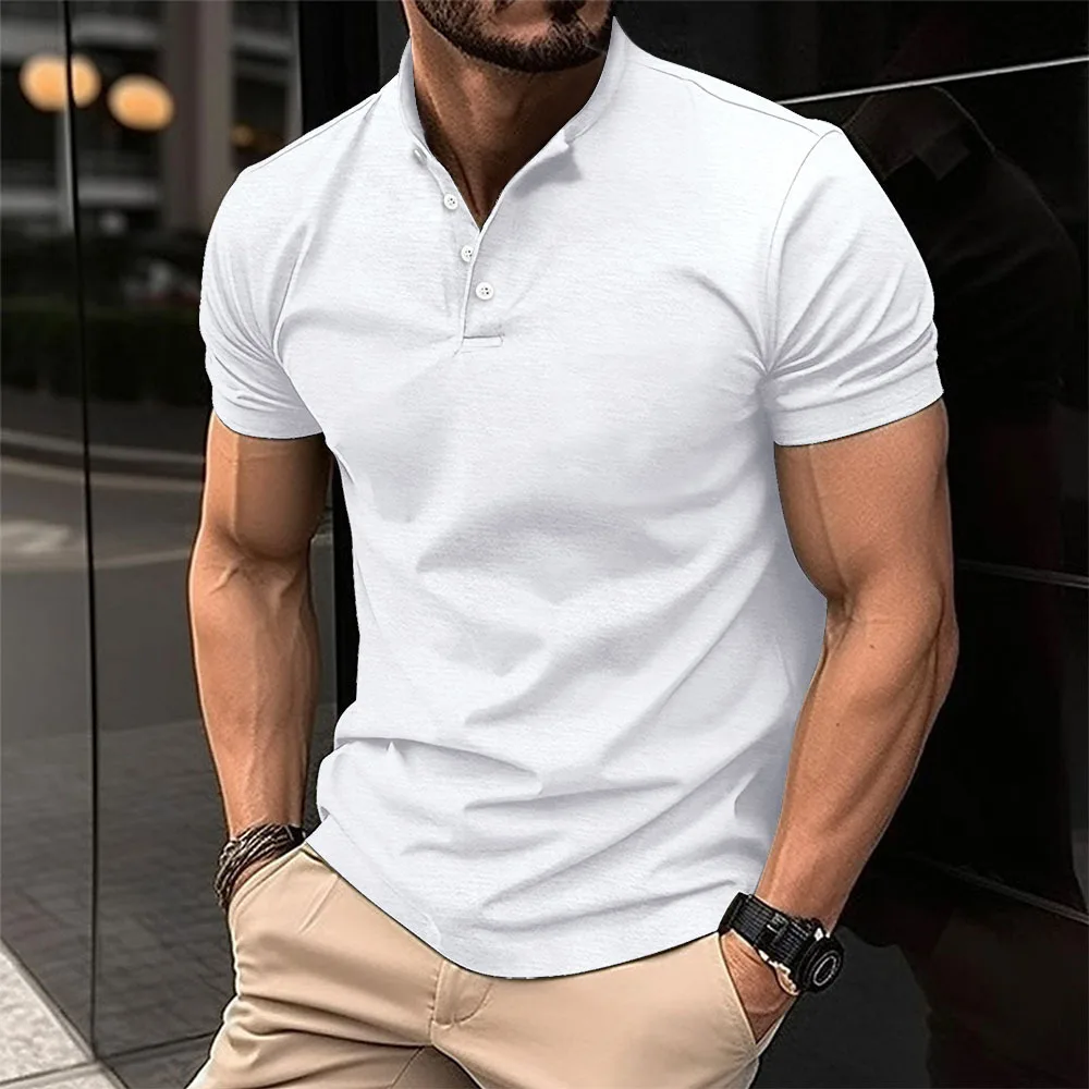 Polo transpirable verano cuello Henry absorbe humedad manga corta - imagen 5