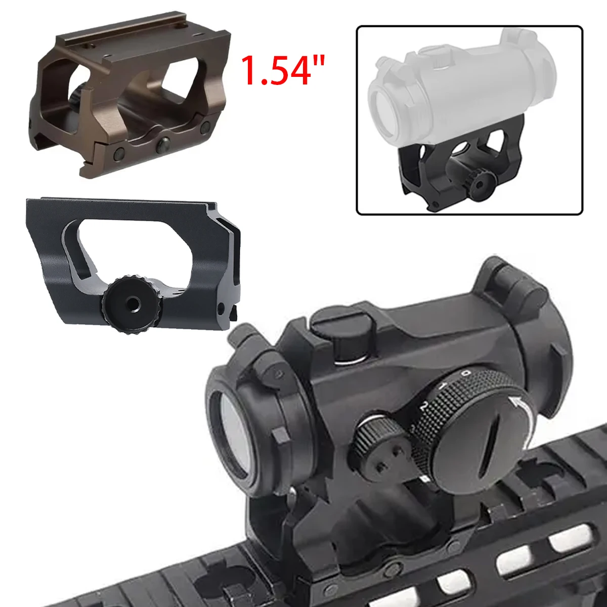 UNITY Soporte elevador QD para mira réflex en riel Picatinny