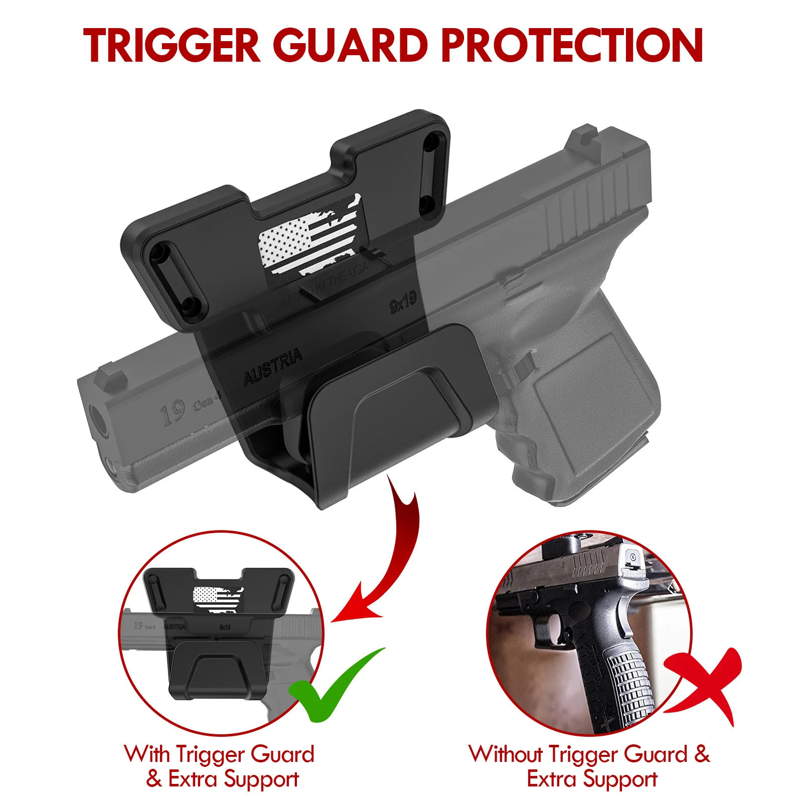 Soporte magnético para pistola en nailon con protección de gatillo - imagen 3