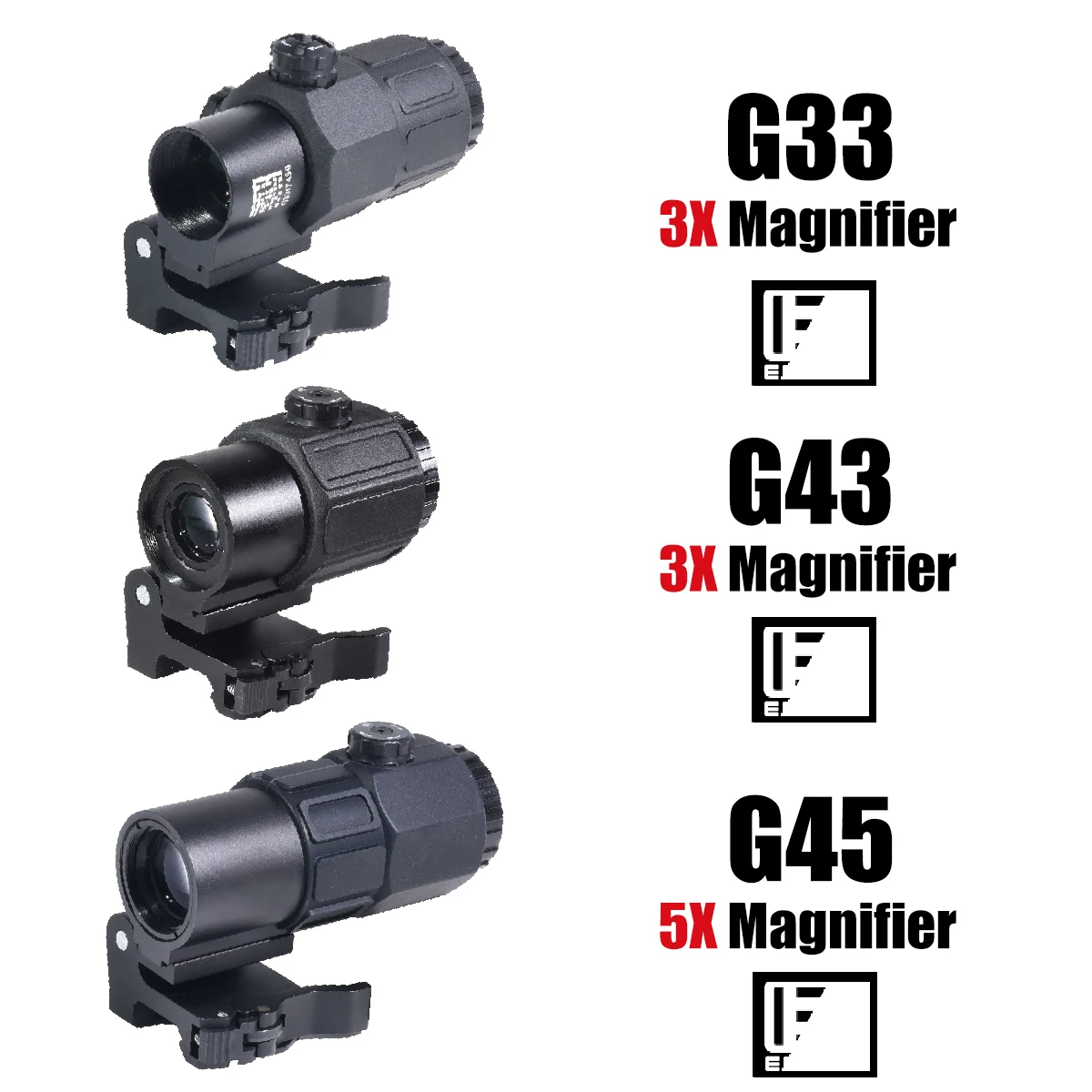 Mira holográfica G33 con punto rojo y lupa 3x plegable QD