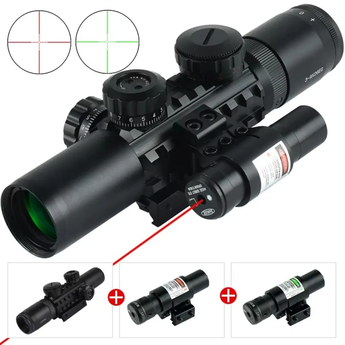 M9 3-10x42 empaque y accesorios incluidos