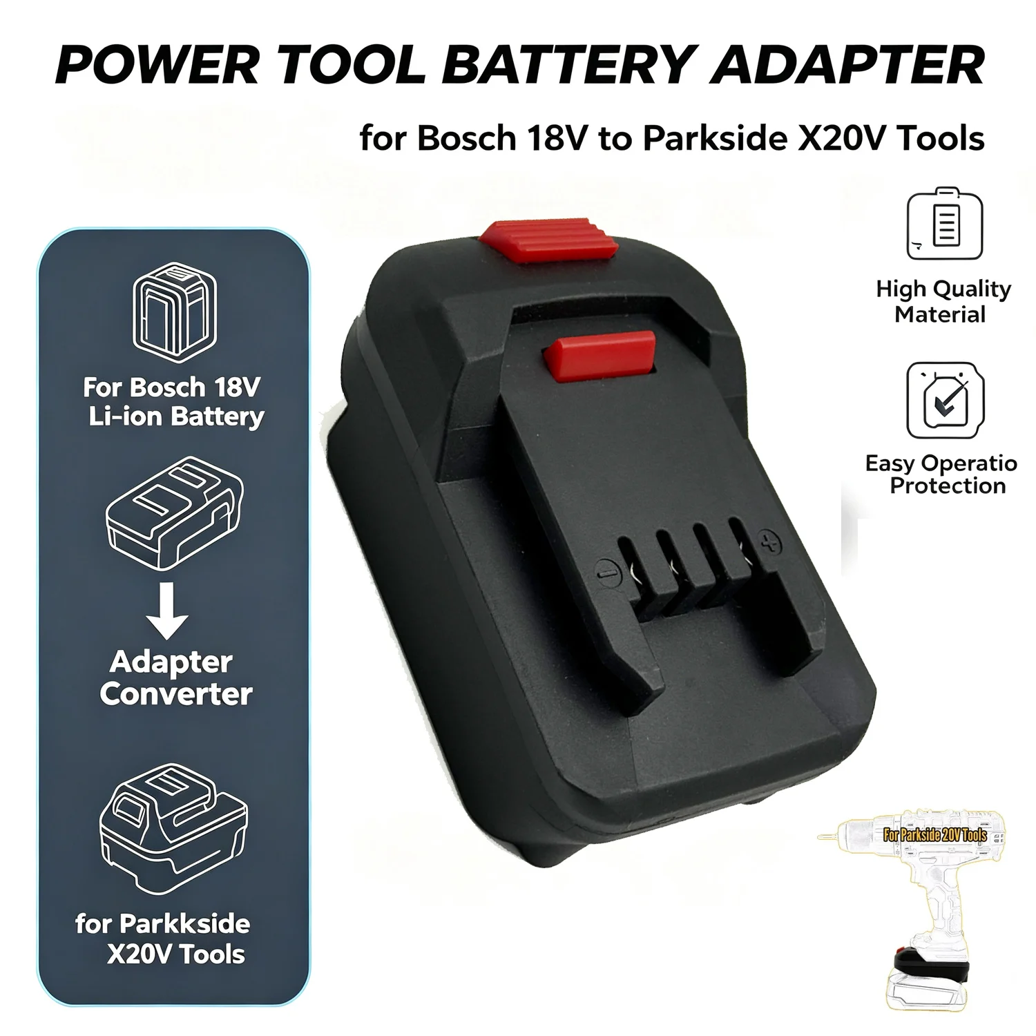 Adaptador Bosch 18V a Parkside X20V para Herramientas Eléctricas - imagen 5