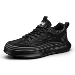 Zapatillas deportivas informales hombre cuero negro para exterior
