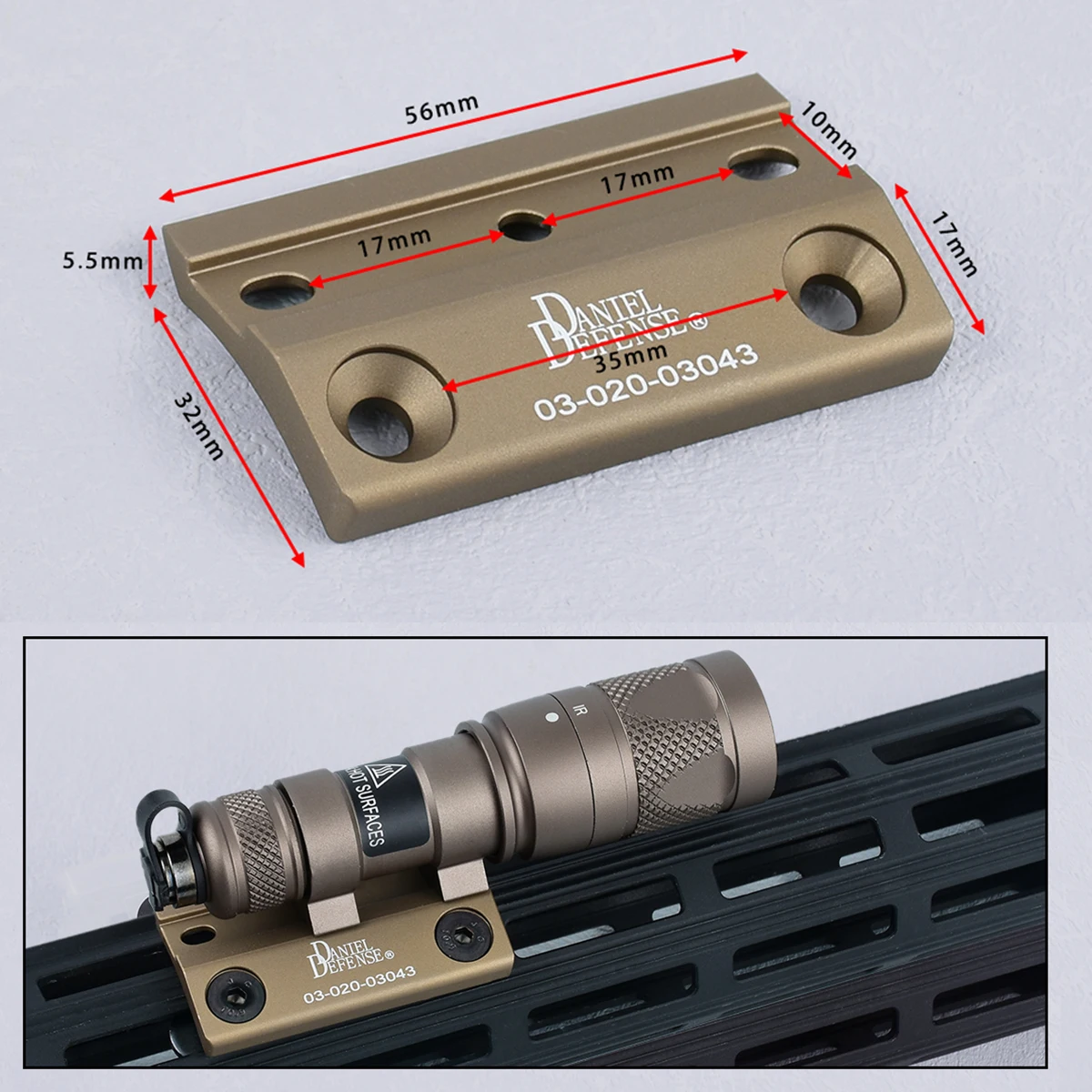 Daniel Defense montura offset ligera para riel KeyMod M-LOK - imagen 4