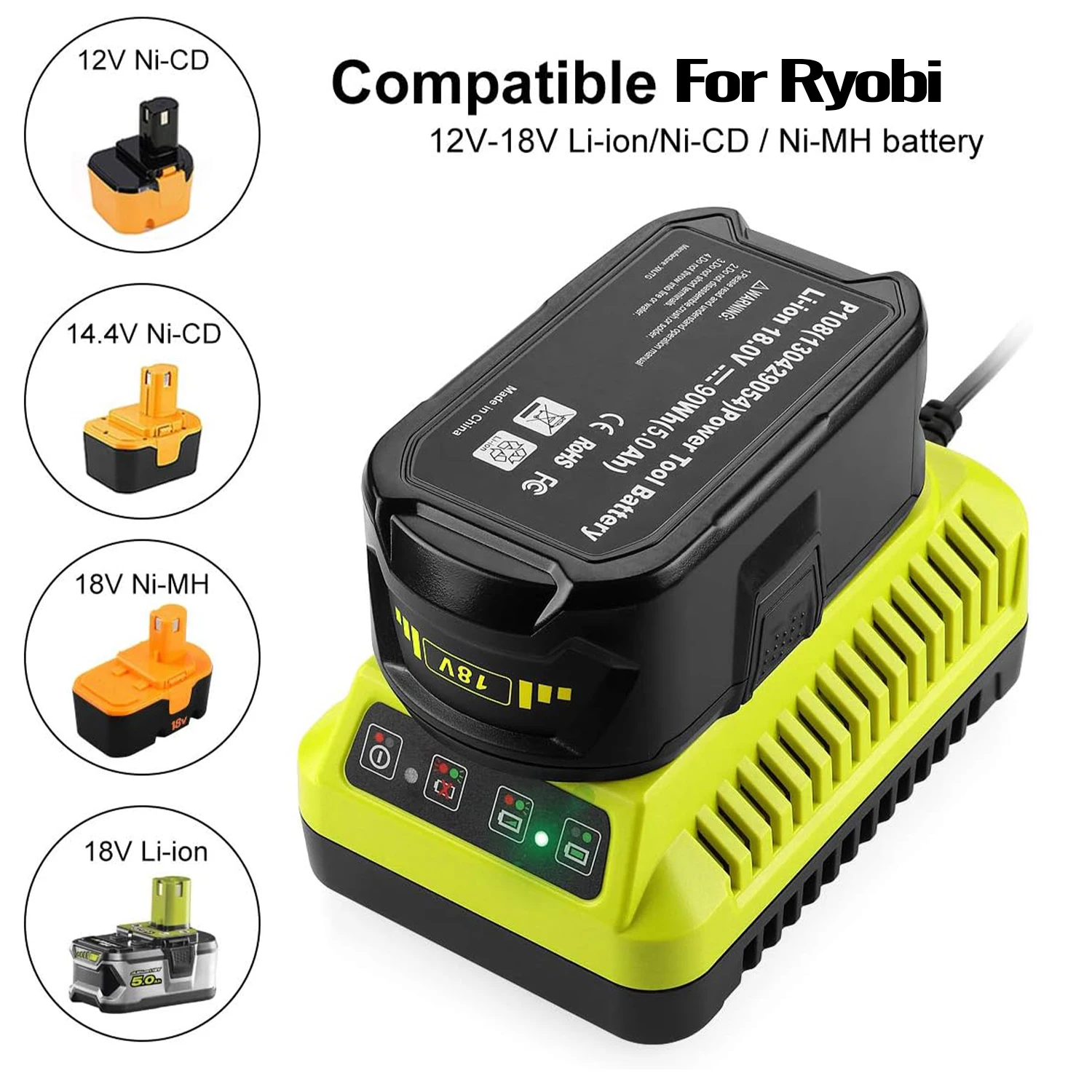 Cargador batería Ryobi Li-ion compatible con herramientas - imagen 5
