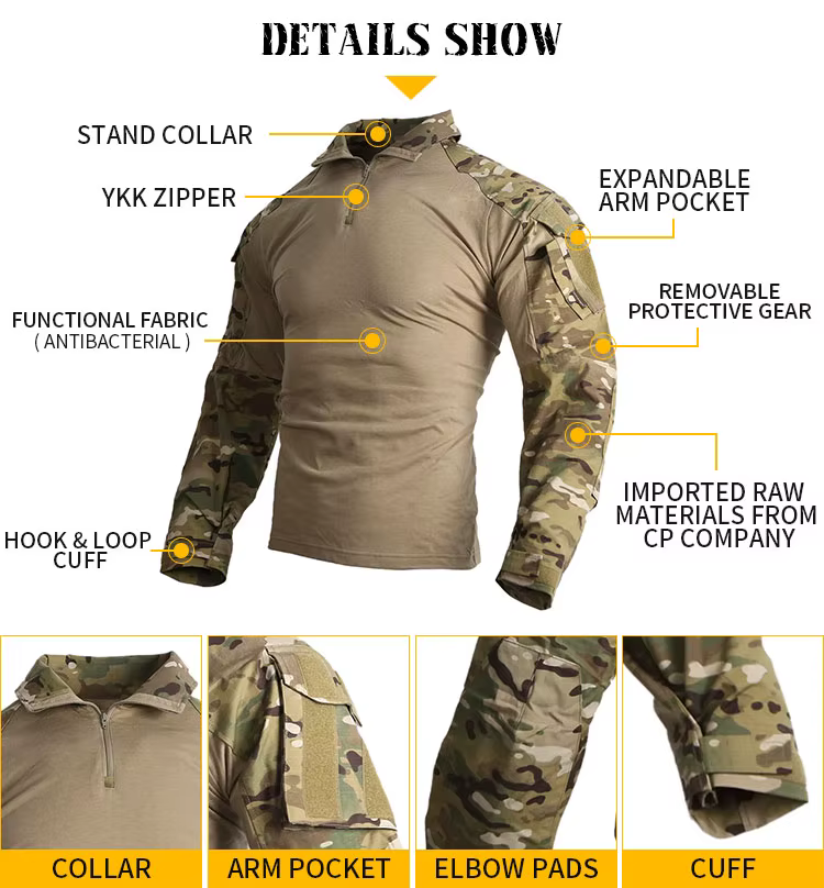 Detalle del patrón y textura de la camiseta táctica
