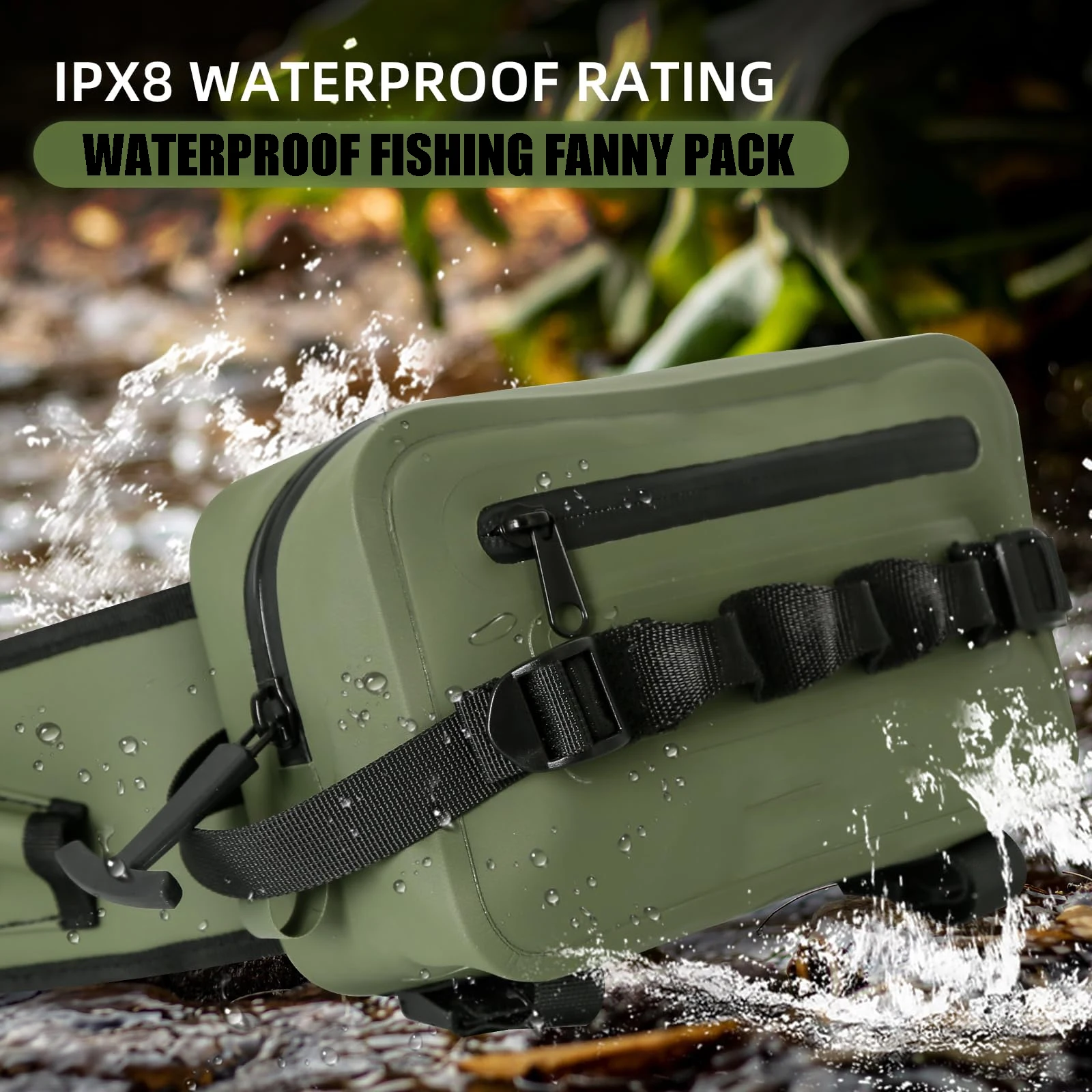 Riñonera impermeable táctica para pesca compacta con cierre hermético - imagen 3